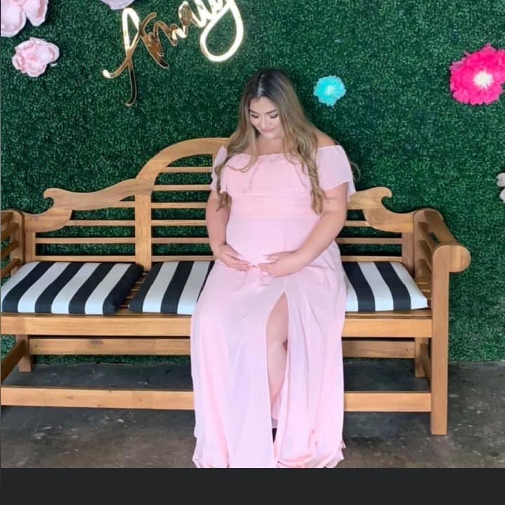Pink Off-Shoulder Maxi Dress